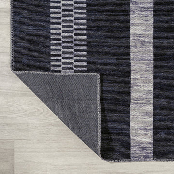 Vichy Geometric Striped Machine-washable Area Rug